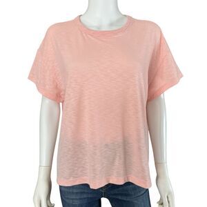 Title Nine T-Shirt Womens XL Coral Slub Knit Boxy Stretch Performance Athleisure